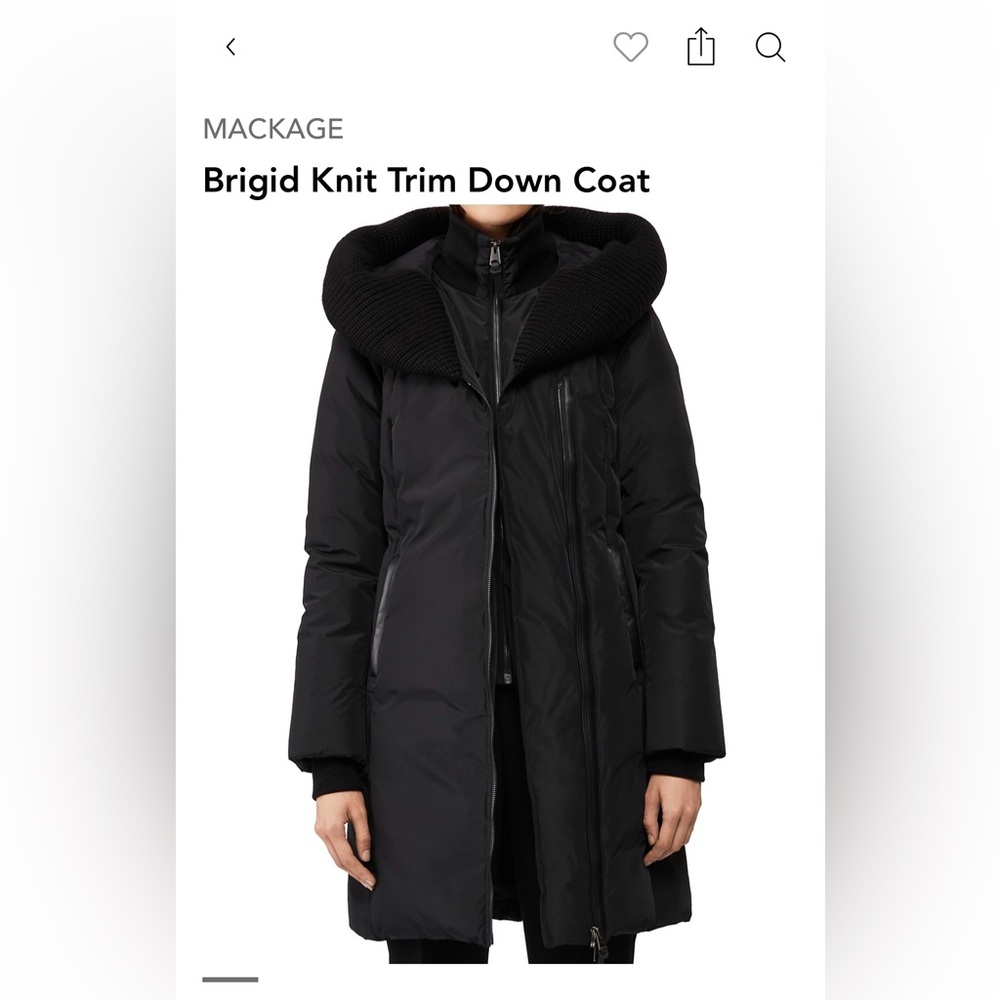 Mackage, black knit collar, down coat
Purchased 2/2020